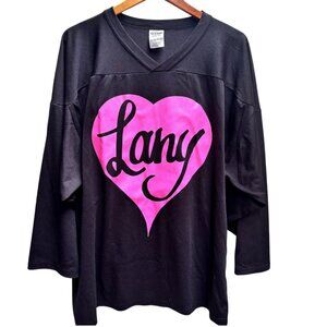 LANY Band Lover Hockey Jersey Black & Pink Heart Oversized Size XL